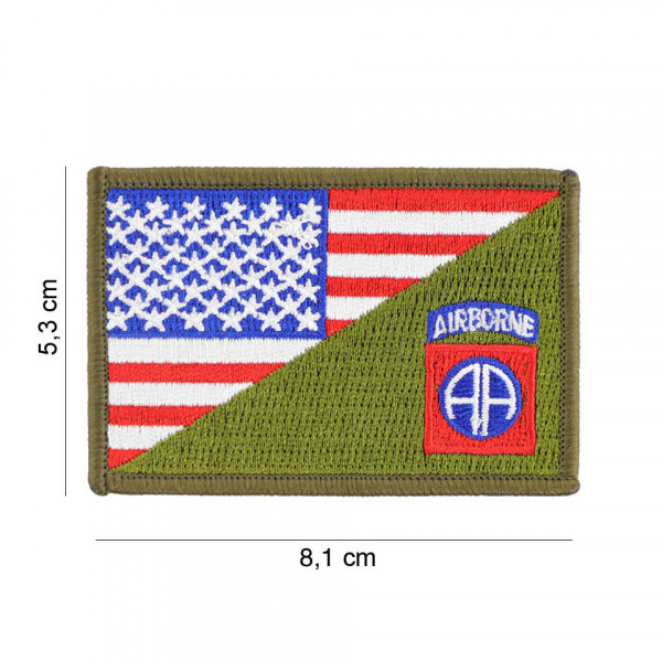 Embleem stof 82nd Airborne halve vlag