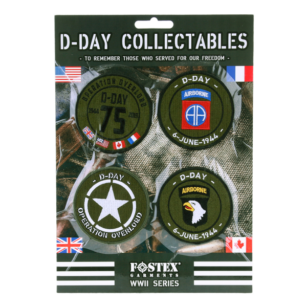 Kaart 4 x emblemen D-Day collectables stof