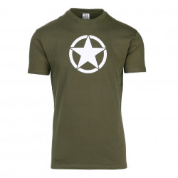 T-shirt met Witte Ster Olive 