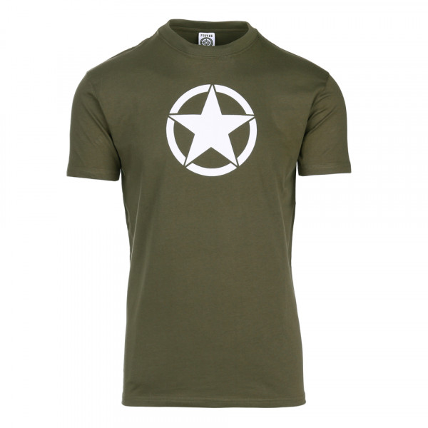 T-shirt met Witte Ster Olive